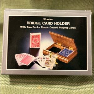 NEW-Vintage Wooden Bridge Card Holder